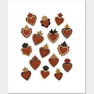 Vintage Mexican Sacred Hearts by Akbaly Posters and Art